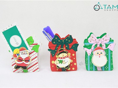 Hộp cắm bút kẹp ảnh Noel gỗ NOEL-HCB-01